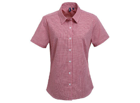 Women´s Microcheck (Gingham) Short Sleeve Cotton Shirt