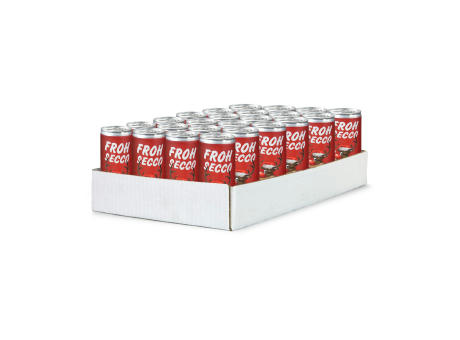 Geschenkartikel / Präsentartikel: FROHSECCO Elch (rot) - 24 x Promo Secco 0,2 l, Slimlinedose