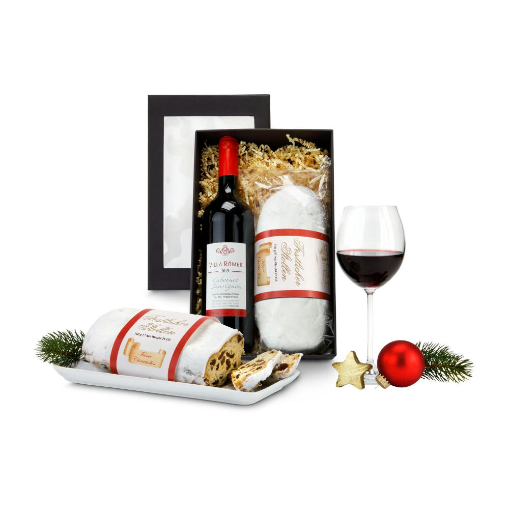 Geschenkset / Präsenteset: Rotwein & Stollen