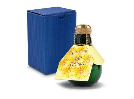 Kleinste Sektflasche der Welt! Diesmal statt Blumen - Inklusive Geschenkkarton in Blau, 125 ml