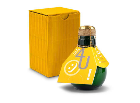 Kleinste Sektflasche der Welt! Only 4 u - Inklusive Geschenkkarton in Gelb, 125 ml