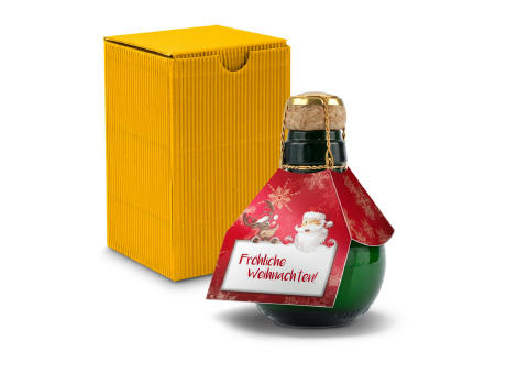 Kleinste Sektflasche der Welt! Fröhliche Weihnachten - Inklusive Geschenkkarton in Gelb, 125 ml