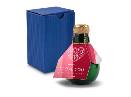 Kleinste Sektflasche der Welt! I love u - Inklusive Geschenkkarton in Blau, 125 ml