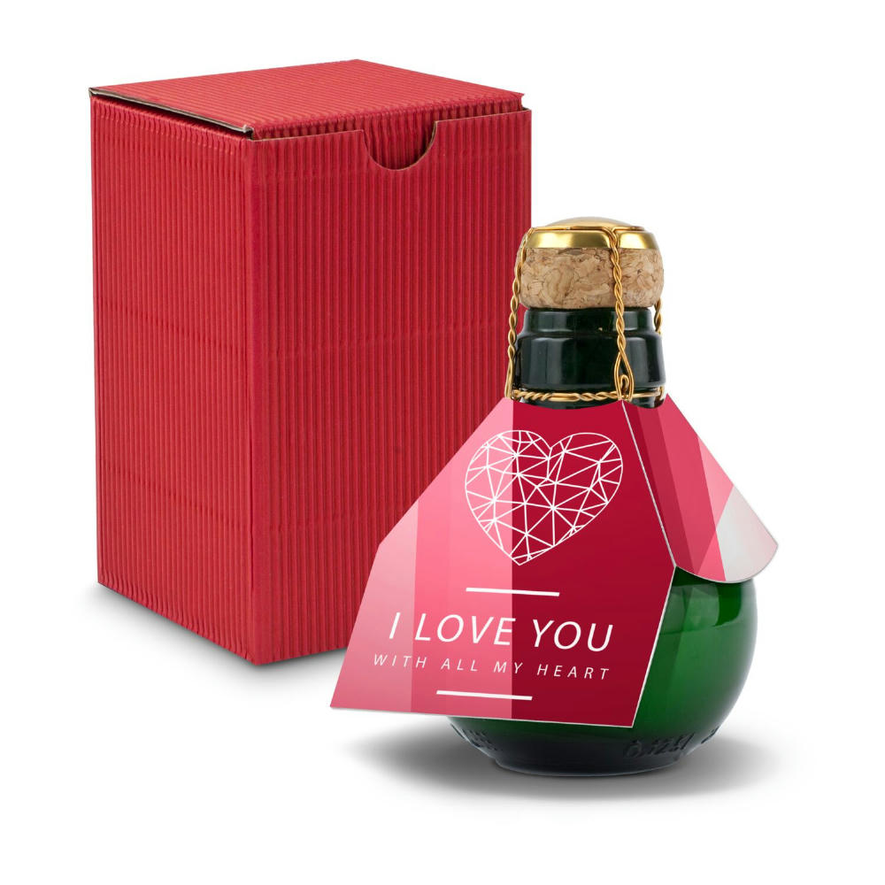 Kleinste Sektflasche der Welt! I love u - Inklusive Geschenkkarton in Rot, 125 ml