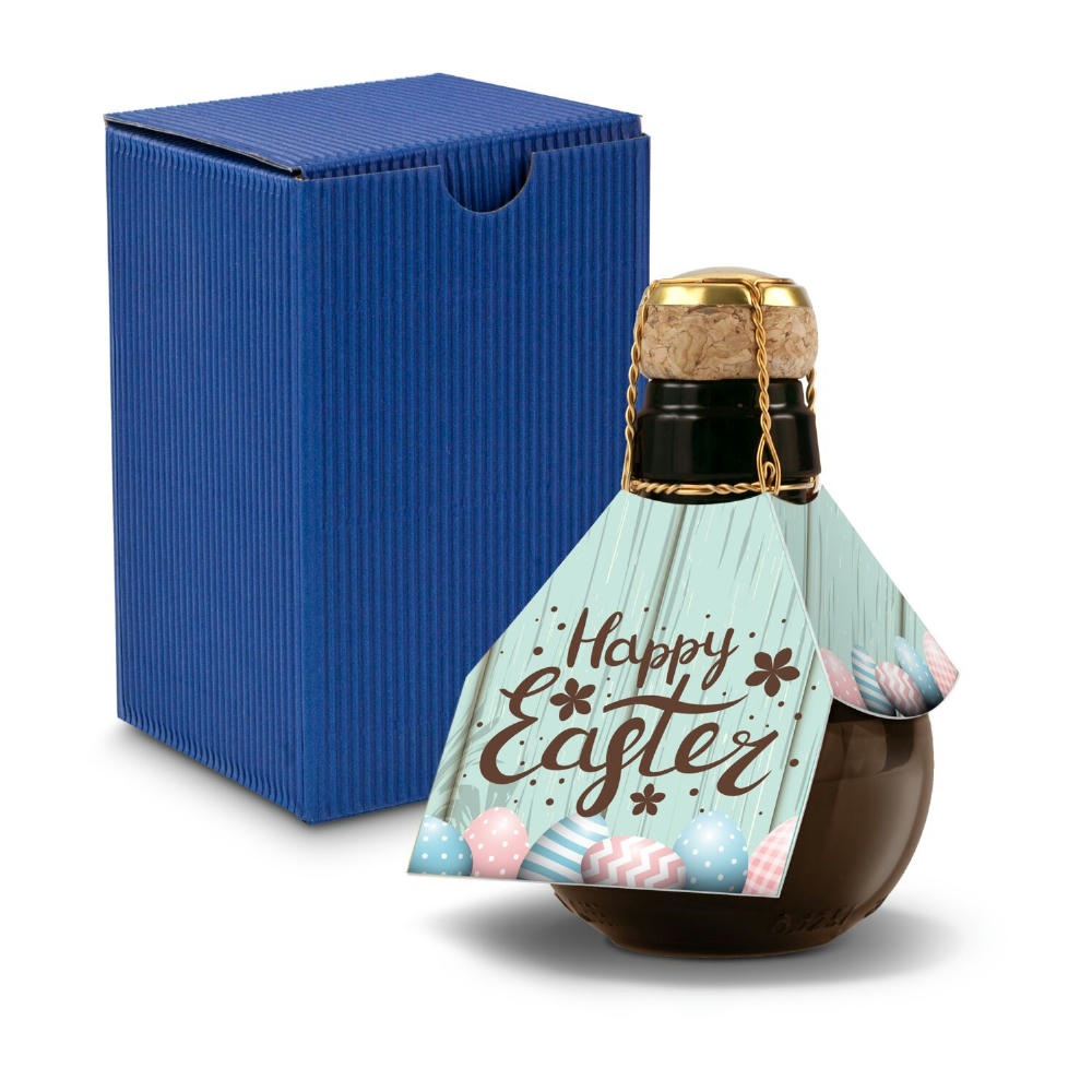 Kleinste Sektflasche der Welt! Happy Easter - Inklusive Geschenkkarton in Blau, 125 ml