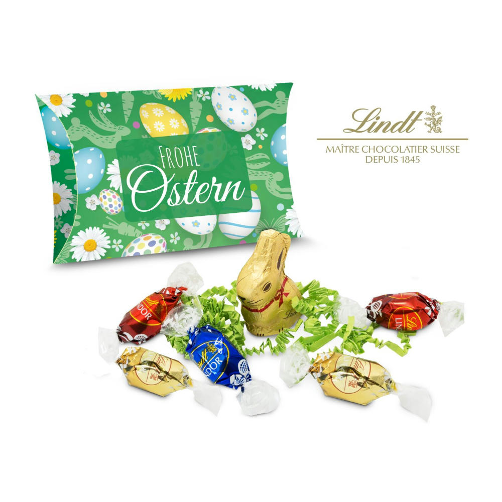 Geschenkartikel / Präsentartikel: Lindt Ostertasche inkl. Lindt-Goldhase - auch in individueller Kissenverpackung