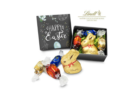 Geschenkartikel / Präsentartikel: Lindt Osternest - Goldhase und 3 Lindor Mini-Eier, auch in individueller Schachtel