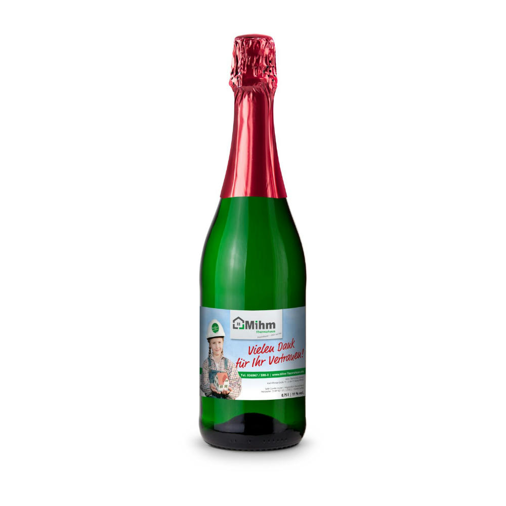 Sekt Cuvée - Flasche grün - Kapselfarbe Rot, 0,75 l