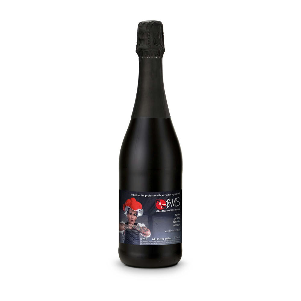 Sekt Cuvée - Flasche schwarz - Kapselfarbe Schwarz, 0,75 l