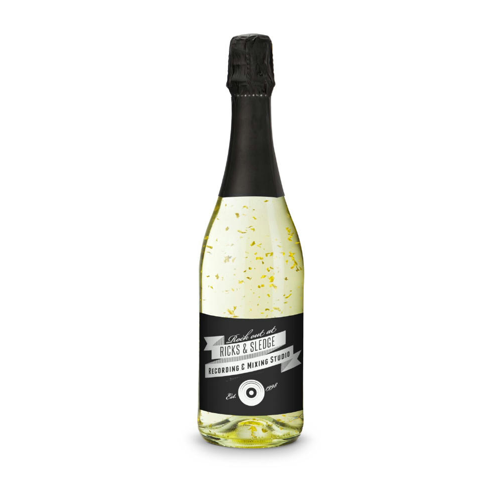 Golden Flakes - Flasche klar - Kapselfarbe Schwarz, 0,75 l