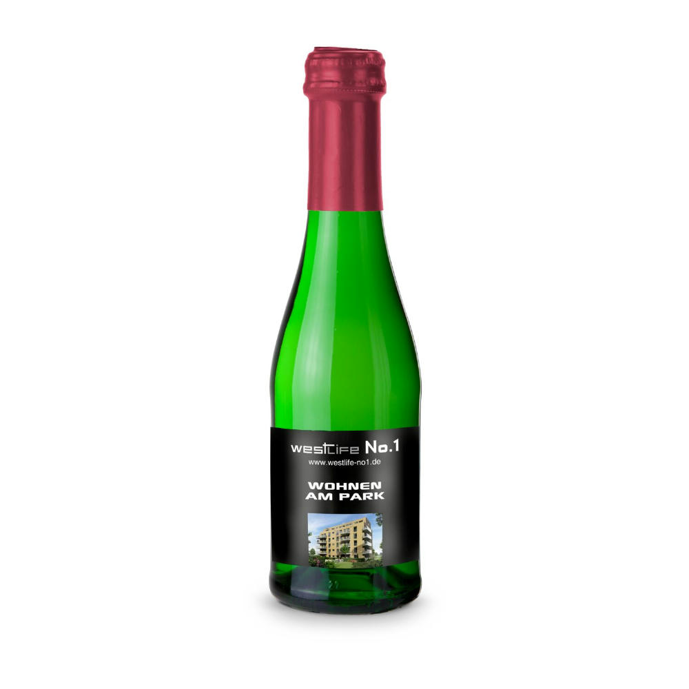 Sekt Cuvée Piccolo - Flasche grün - Kapselfarbe Bordeauxrot, 0,2 l