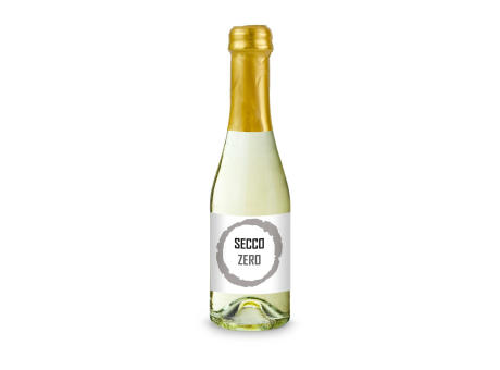 Secco ZERO - Schäumendes Getränk aus alkoholfreiem Wein - Flasche klar - Kapselfarbe Gold, 0,2 l