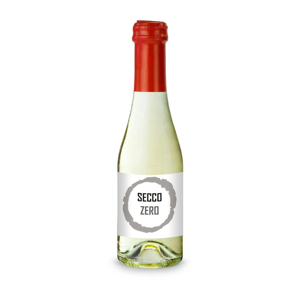 Secco ZERO - Schäumendes Getränk aus alkoholfreiem Wein - Flasche klar - Kapselfarbe Rot, 0,2 l