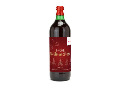 Glühwein - Flasche grün, mit Schraubverschluss, 1 l - individuelles Etikett