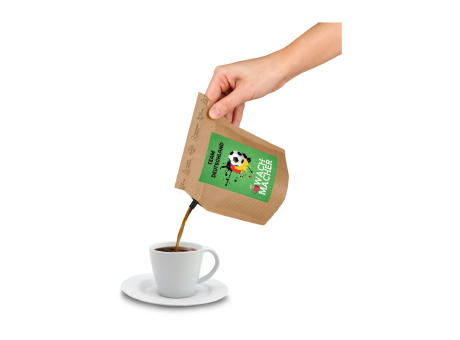 Geschenkartikel / Präsentartikel: Fußball-EM Team Deutschland Wachmacher, wiederverwendbarer Brühbeutel mit Fairtrade Kaffee