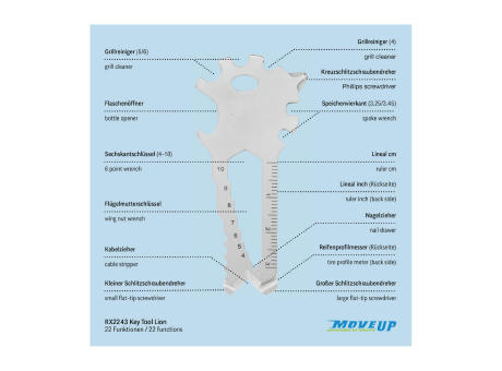 Geschenkartikel: ROMINOX® Key Tool Lion (22 Funktionen) im Motiv-Mäppchen Große Helden