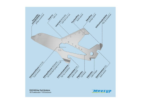 Geschenkartikel: ROMINOX® Key Tool Airplane / Flugzeug (18 Funktionen) im Motiv-Mäppchen Viel Glück