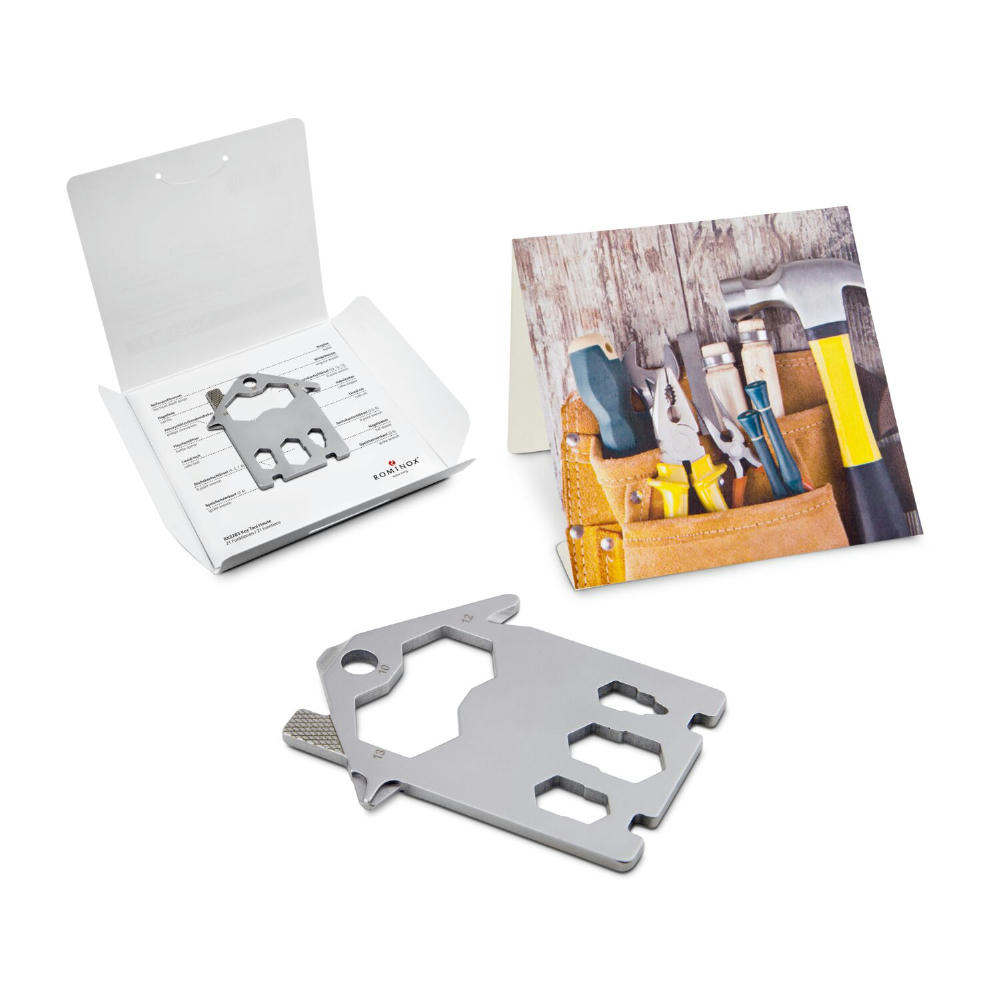 Geschenkartikel: ROMINOX® Key Tool House / Haus (21 Funktionen) im Motiv-Mäppchen Werkzeug