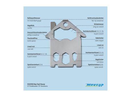 Geschenkartikel: ROMINOX® Key Tool House / Haus (21 Funktionen) im Motiv-Mäppchen Danke