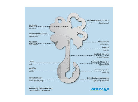 Geschenkartikel: ROMINOX® Key Tool Lucky Charm / Kleeblatt Glücksbringer (19 Funktionen) im Motiv-Mäppchen Frohe Weihnachten