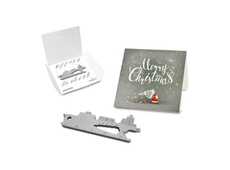 Geschenkartikel: ROMINOX® Key Tool Cargo Ship / Containerschiff (19 Funktionen) im Motiv-Mäppchen Merry Christmas