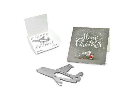 Geschenkartikel: ROMINOX® Key Tool Airplane / Flugzeug (18 Funktionen) im Motiv-Mäppchen Merry Christmas