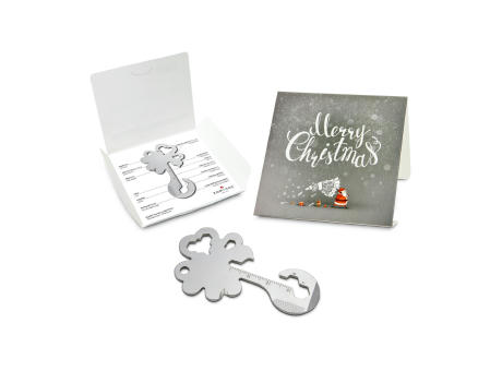 Geschenkartikel: ROMINOX® Key Tool Lucky Charm / Kleeblatt Glücksbringer (19 Funktionen) im Motiv-Mäppchen Merry Christmas