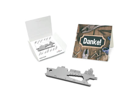 Geschenkartikel: ROMINOX® Key Tool Cargo Ship / Containerschiff (19 Funktionen) im Motiv-Mäppchen Danke