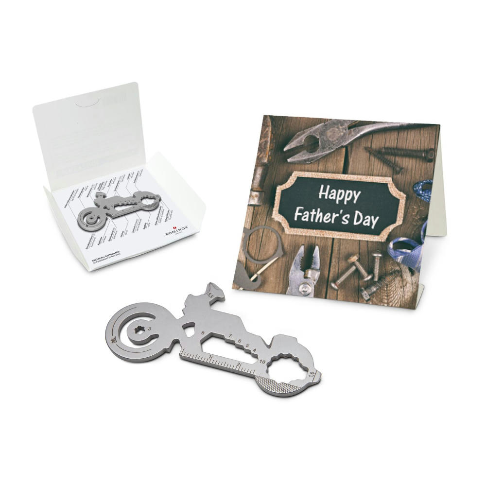 Geschenkartikel: ROMINOX® Key Tool Motorbike / Motorrad (21 Funktionen) im Motiv-Mäppchen Happy Father's Day