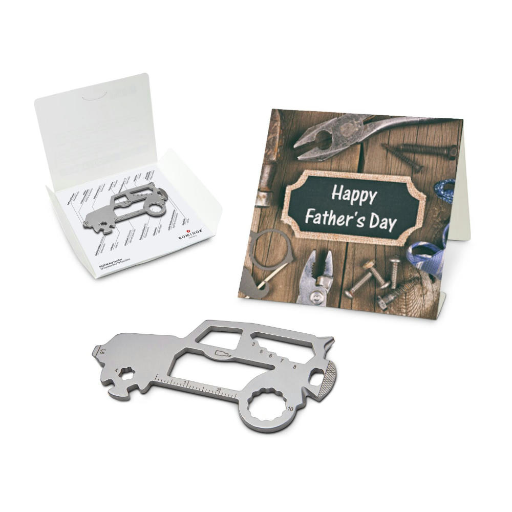 Geschenkartikel: ROMINOX® Key Tool SUV / Auto (19 Funktionen) im Motiv-Mäppchen Happy Father's Day