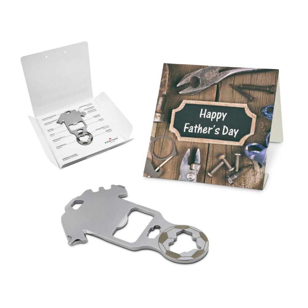 Geschenkartikel: ROMINOX® Key Tool Football / Fußball (18 Funktionen) im Motiv-Mäppchen Happy Father's Day