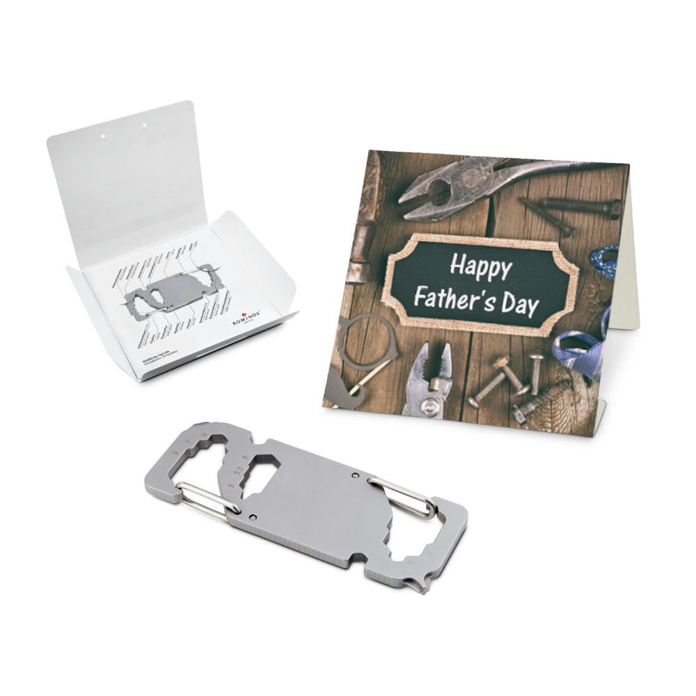 Geschenkartikel: ROMINOX® Key Tool Link (20 Funktionen) im Motiv-Mäppchen Happy Father's Day