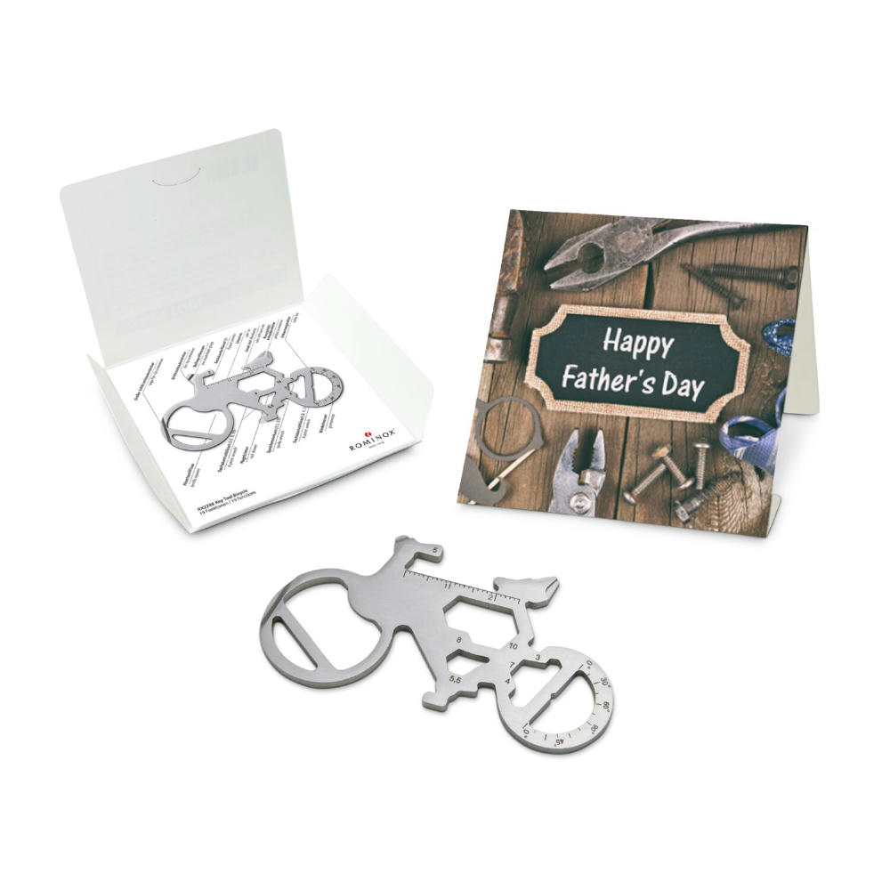 Geschenkartikel: ROMINOX® Key Tool Bicycle / Fahrrad (19 Funktionen) im Motiv-Mäppchen Happy Father's Day