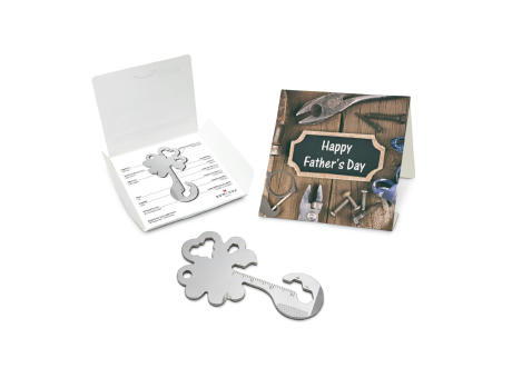 Geschenkartikel: ROMINOX® Key Tool Lucky Charm / Kleeblatt Glücksbringer (19 Funktionen) im Motiv-Mäppchen Happy Father's Day