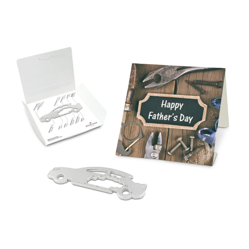 Geschenkartikel: ROMINOX® Key Tool Car/Auto (18 Funktionen) im Motiv-Mäppchen Happy Father's Day