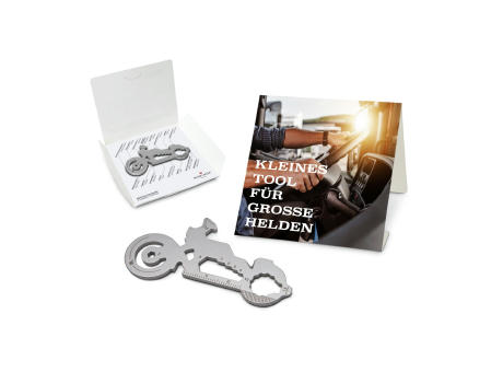 Geschenkartikel: ROMINOX® Key Tool Motorbike / Motorrad (21 Funktionen) im Motiv-Mäppchen Große Helden