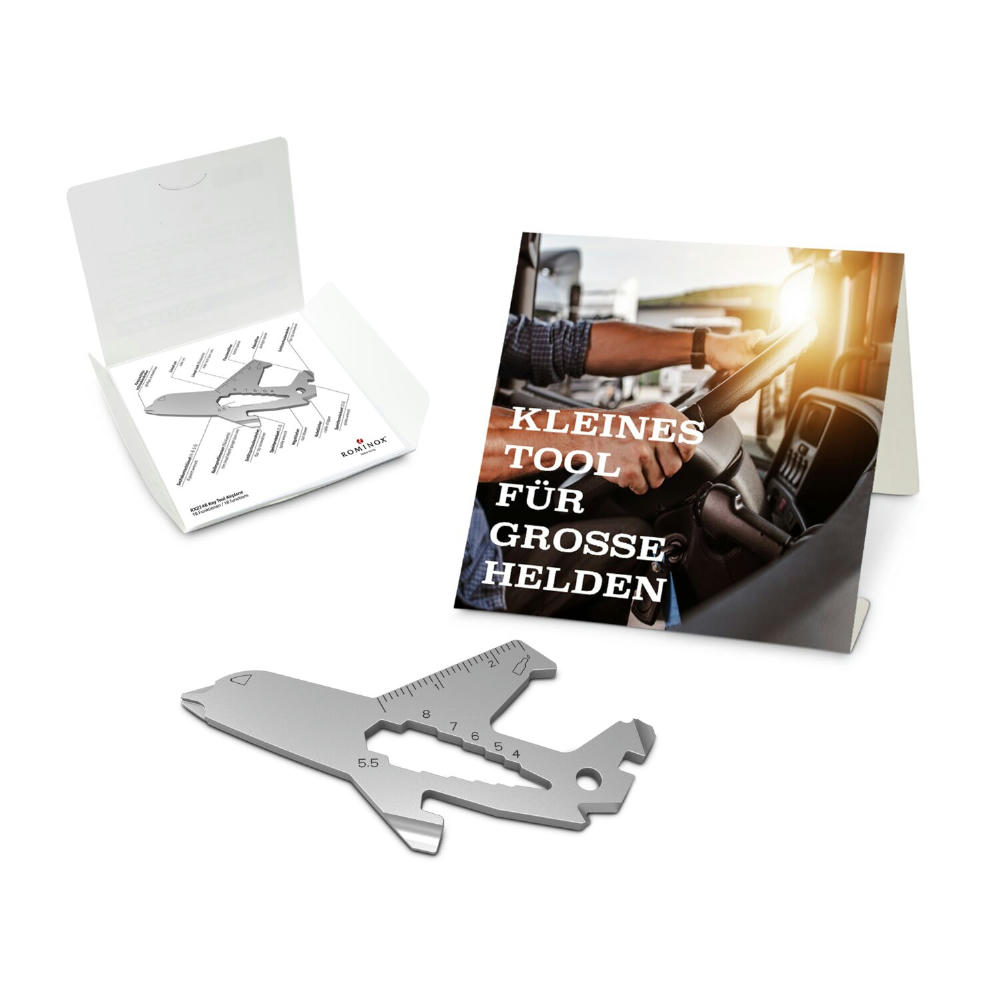 Geschenkartikel: ROMINOX® Key Tool Airplane / Flugzeug (18 Funktionen) im Motiv-Mäppchen Große Helden