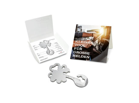 Geschenkartikel: ROMINOX® Key Tool Lucky Charm / Kleeblatt Glücksbringer (19 Funktionen) im Motiv-Mäppchen Große Helden