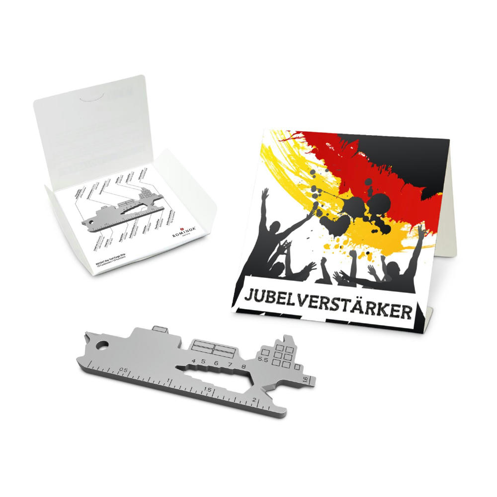 Geschenkartikel: ROMINOX® Key Tool Cargo Ship / Containerschiff (19 Funktionen) im Motiv-Mäppchen Deutschland Fan Jubelverstärker