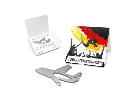 Geschenkartikel: ROMINOX® Key Tool Airplane / Flugzeug (18 Funktionen) im Motiv-Mäppchen Deutschland Fan Jubelverstärker