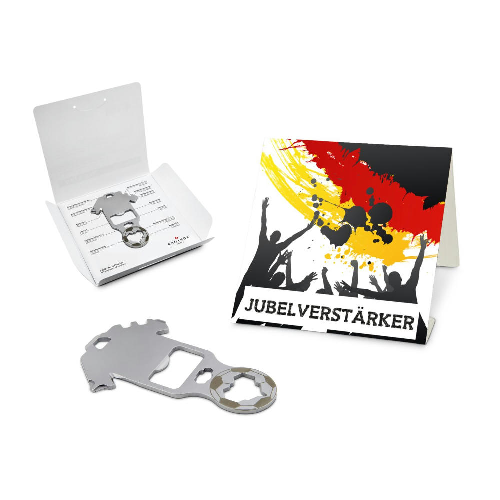 Geschenkartikel: ROMINOX® Key Tool Football / Fußball (18 Funktionen) im Motiv-Mäppchen Deutschland Fan Jubelverstärker