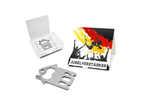 Geschenkartikel: ROMINOX® Key Tool House / Haus (21 Funktionen) im Motiv-Mäppchen Deutschland Fan Jubelverstärker