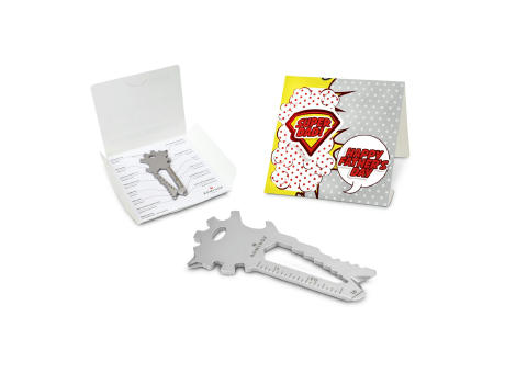 Geschenkartikel: ROMINOX® Key Tool Lion (22 Funktionen) im Motiv-Mäppchen Super Dad