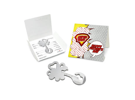 Geschenkartikel: ROMINOX® Key Tool Lucky Charm / Kleeblatt Glücksbringer (19 Funktionen) im Motiv-Mäppchen Super Dad