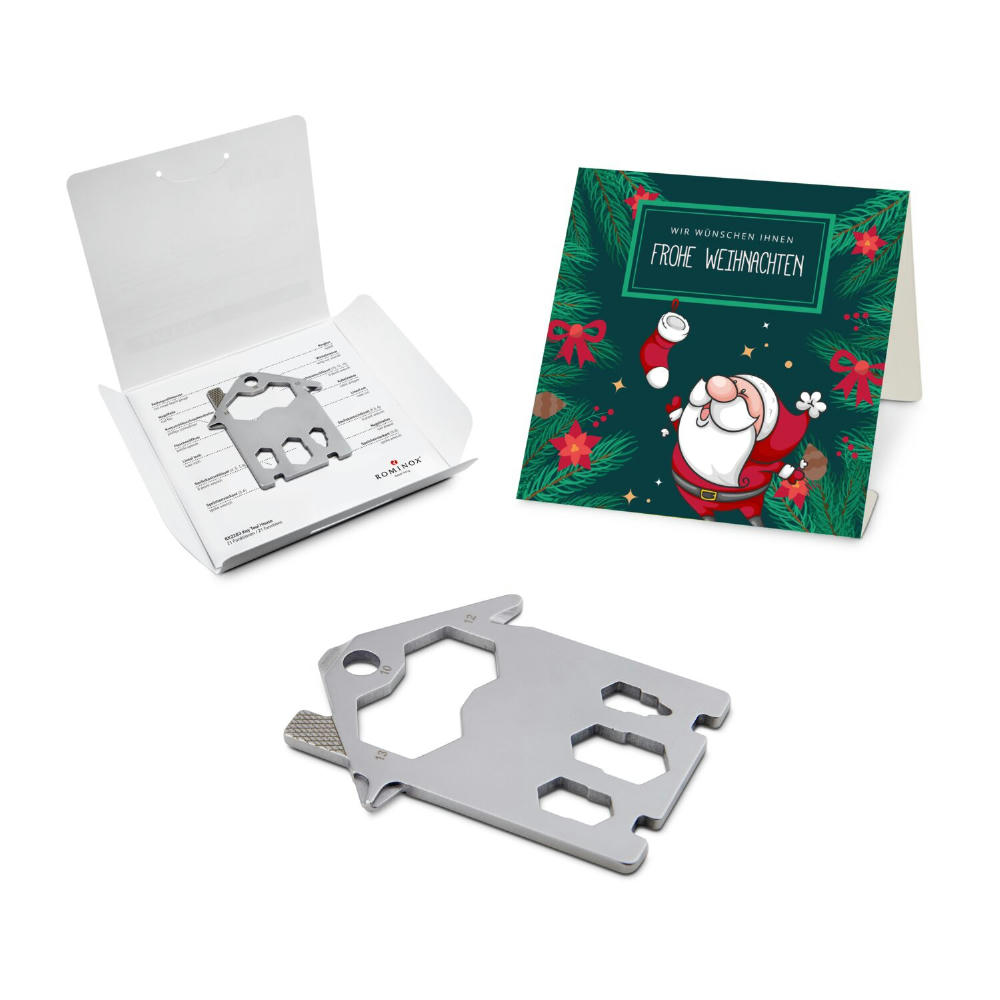 Geschenkartikel: ROMINOX® Key Tool House / Haus (21 Funktionen) im Motiv-Mäppchen Frohe Weihnachten