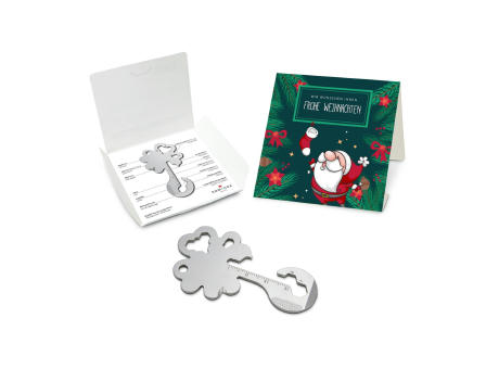 Geschenkartikel: ROMINOX® Key Tool Lucky Charm / Kleeblatt Glücksbringer (19 Funktionen) im Motiv-Mäppchen Frohe Weihnachten