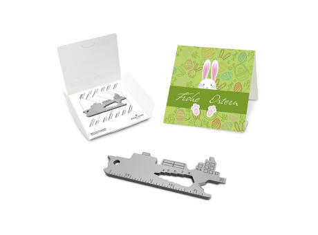 Geschenkartikel: ROMINOX® Key Tool Cargo Ship / Containerschiff (19 Funktionen) im Motiv-Mäppchen Osterhase