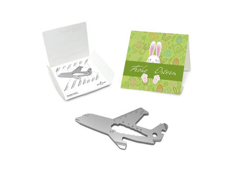 Geschenkartikel: ROMINOX® Key Tool Airplane / Flugzeug (18 Funktionen) im Motiv-Mäppchen Osterhase