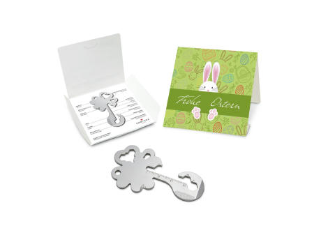 Geschenkartikel: ROMINOX® Key Tool Lucky Charm / Kleeblatt (19 Funktionen) im Motiv-Mäppchen Osterhase