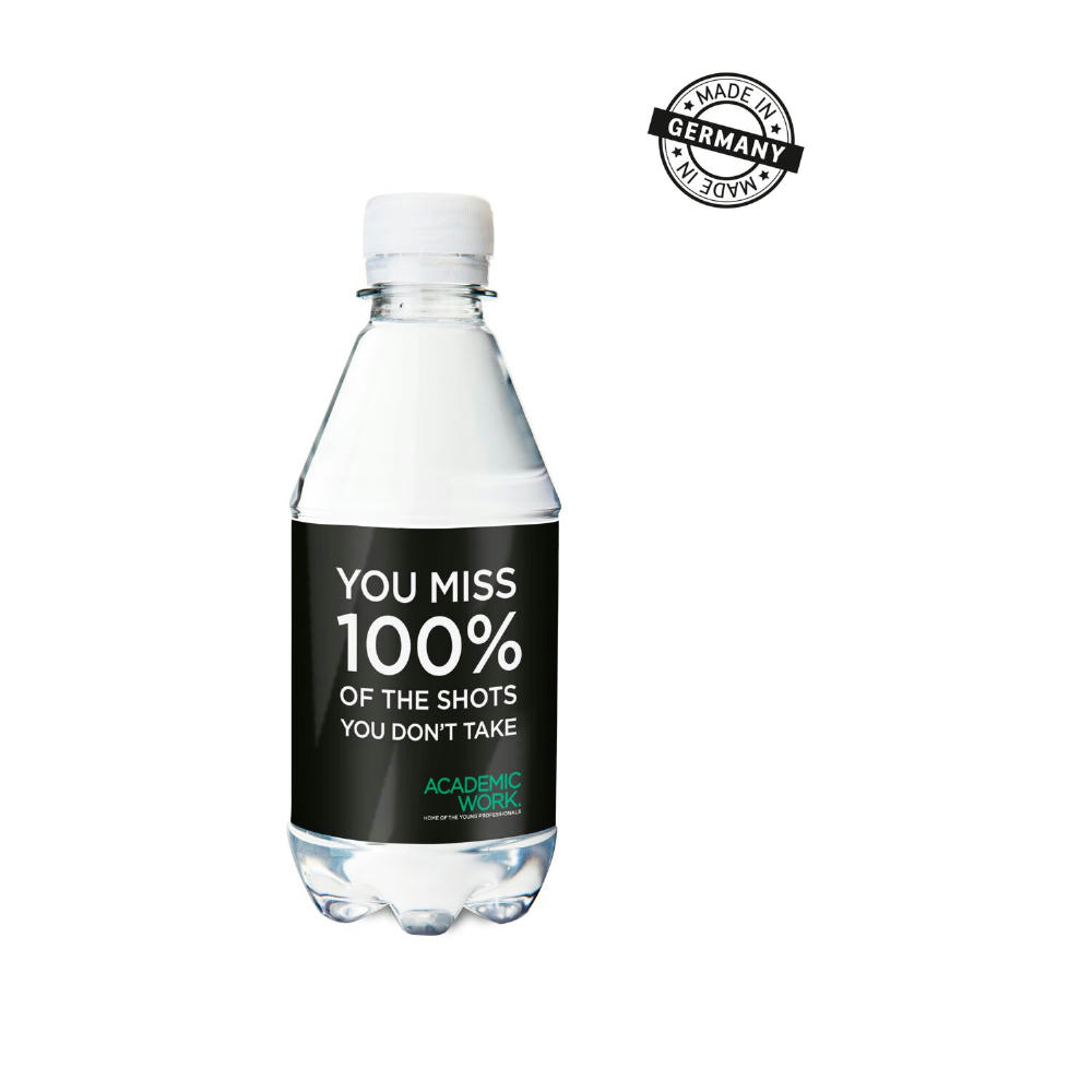 330 ml PromoWater - Mineralwasser, still, Hergestellt in Deutschland - Folien-Etikett